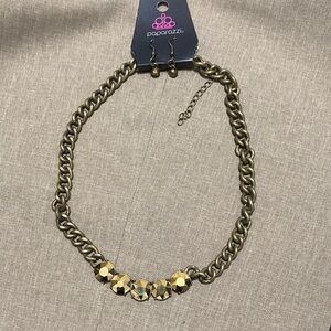 Paparazzi Gold Chain Necklace with Earrings